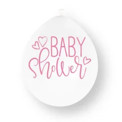 Babyshower Ballonnen Wit Roze 23cm 10st