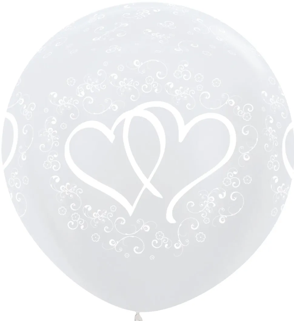 Ballonnen Entwinted Hearts Pearl White 91cm 2st