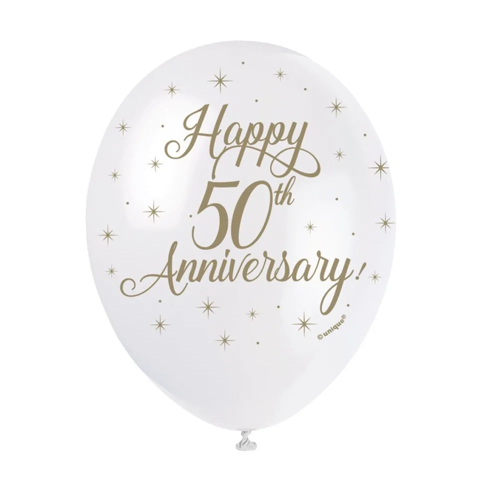 Ballonnen Happy 50th Anniversary 30cm 5st