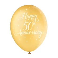 Ballonnen Happy 50th Anniversary 30cm 5st