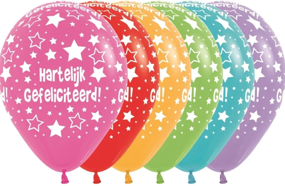 Ballonnen Hartelijk Gefeliciteerd Mix 30cm 25st