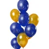 Ballonnen 70 Jaar Blauw Goud 30cm 12st