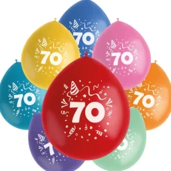 Ballonnen 70 Jaar Gekleurd 23cm 8st