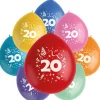 Ballonnen 20 Jaar Gekleurd 23cm 8st