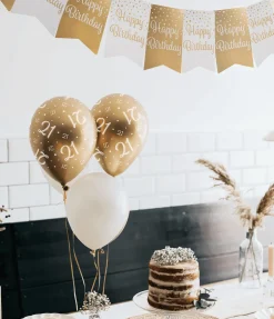 Ballonnen 80 Jaar Goud Wit 30cm 8st