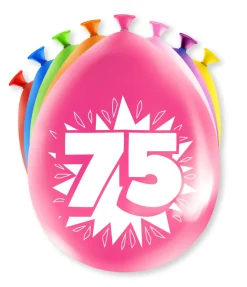Ballonnen 75 Jaar Hoera 30cm 8st