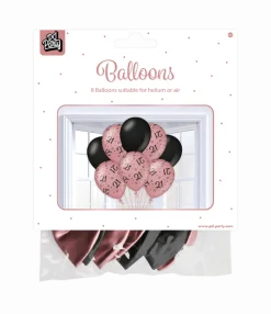 Ballonnen 21 Jaar Rose Zwart 30cm 8st