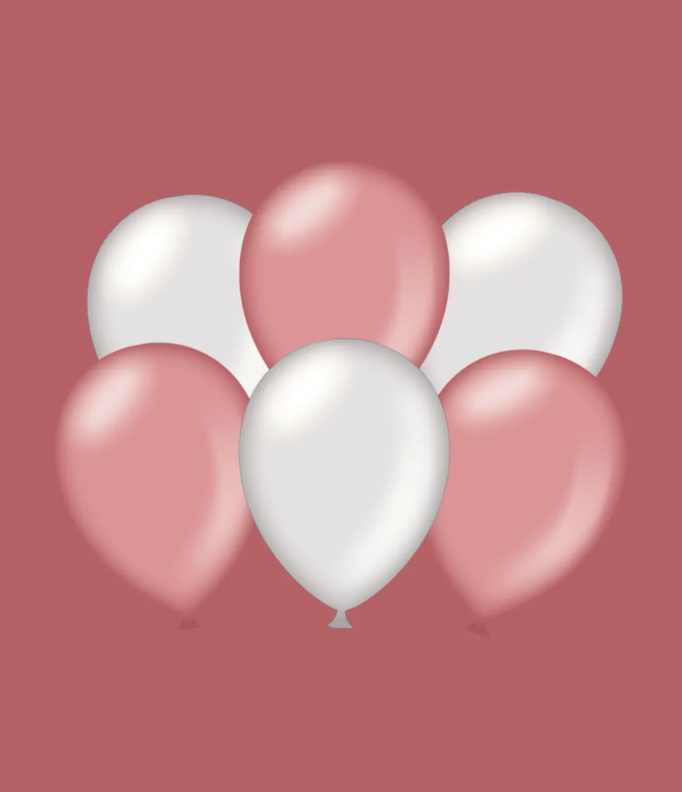 Ballonnen Roze/Zilver Metallic 30cm 6st