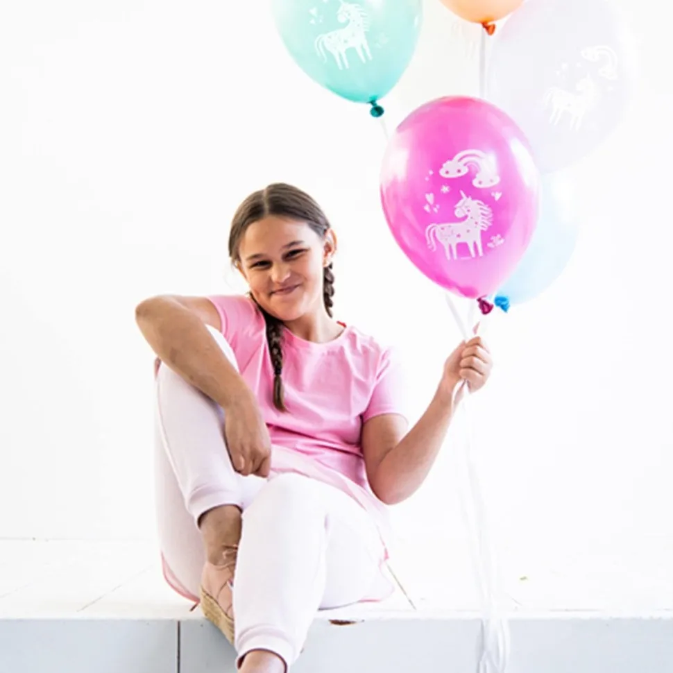 Ballonnen Unicorn & Regenboog 33cm 6st