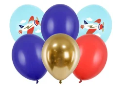 Ballonnen Vliegtuig Mix 30cm 6st