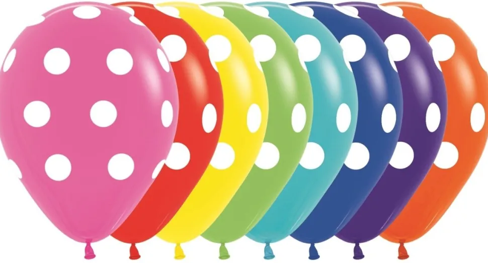 Ballonnen White Polka Dots Mix 30cm 25st
