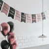 Banner Congrats Roze Zwart 6m
