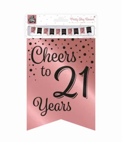 Banner 21 Jaar Roze Zwart 6m