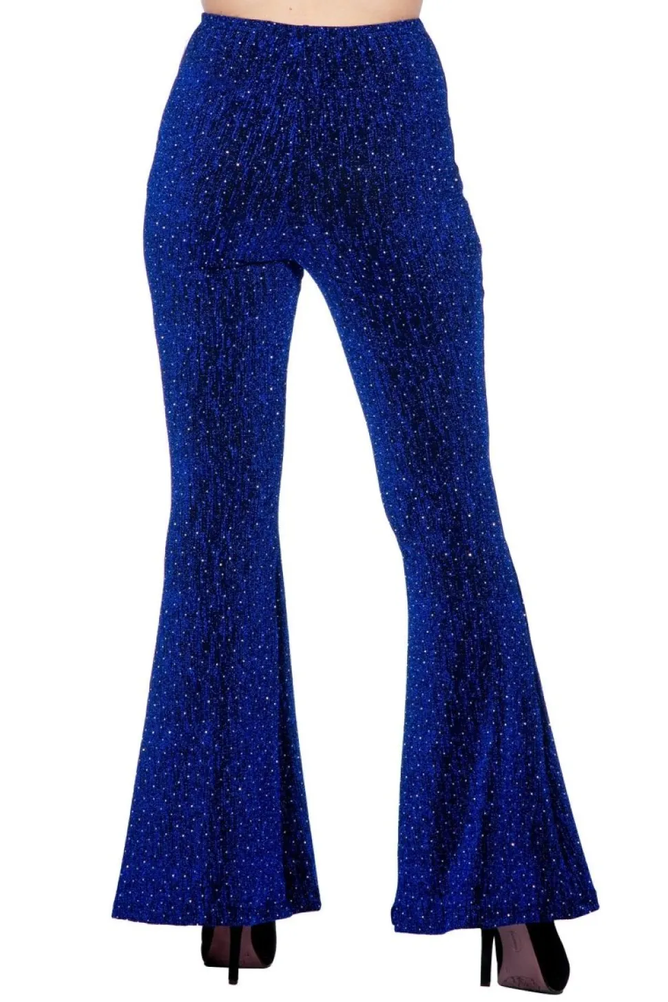 Blauwe Broek Dames Flared Glitter