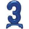 Blauwe Cijfer Ballon 3 Jaar Met Standaard 76cm