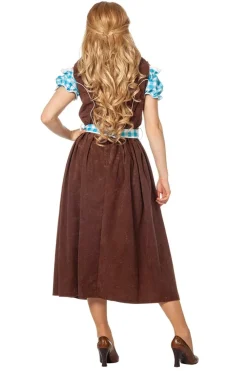 Blauwe Dirndl Jurk Oktoberfest Dames Lang