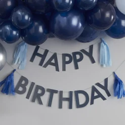 Blauwe Happy Birthday Slinger Tassels 1,5m