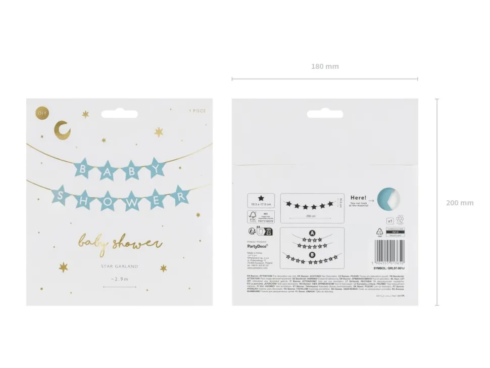 Blauwe Slinger Baby Shower Sterren 3m