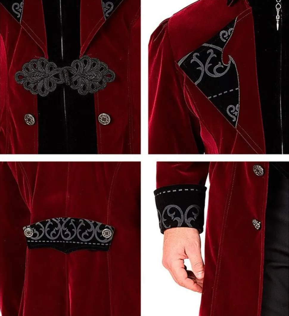 BORDEAUX FLUWELEN GOTHIC JAS HEREN