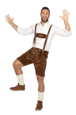 Bruine Lederhose Heren Kort