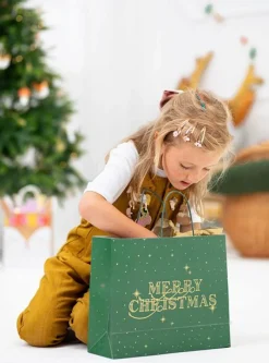 Cadeautasje Merry Christmas Groen 32,5cm