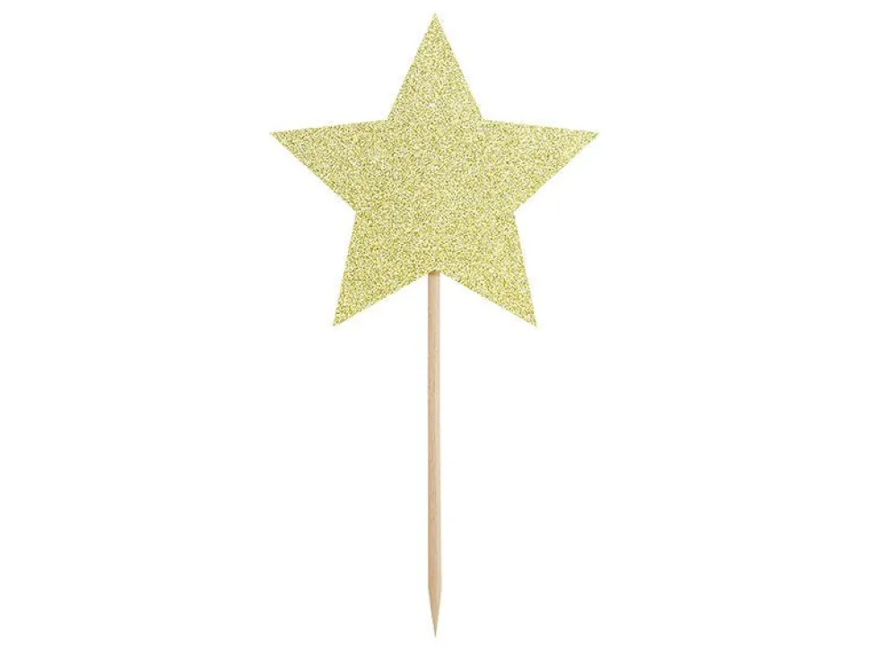 Caketopper Sterren Goud 11,5cm 6st