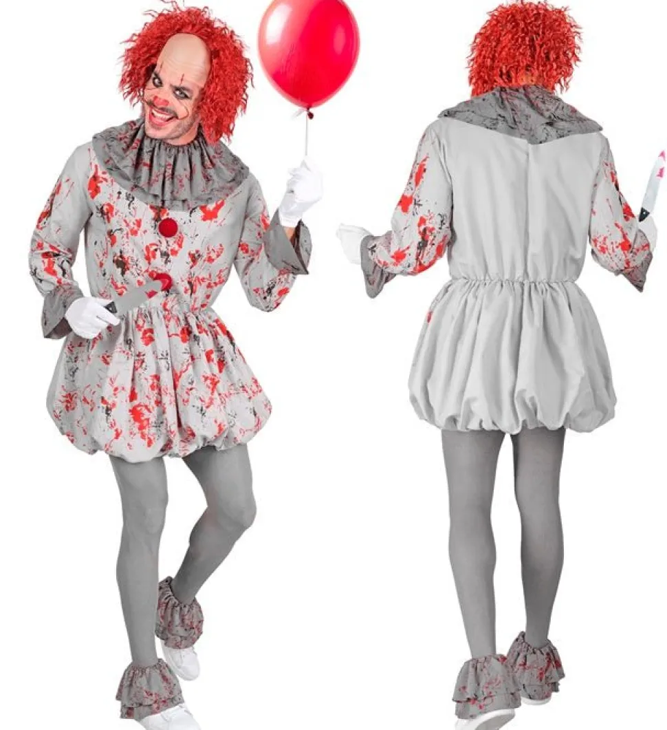 Clown Kostuum Grijs Rood