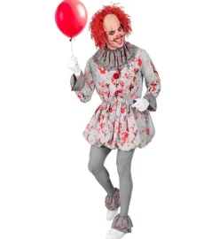Clown Kostuum Grijs Rood