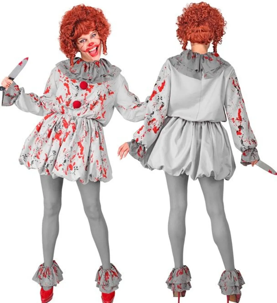 Clown Kostuum Grijs Rood