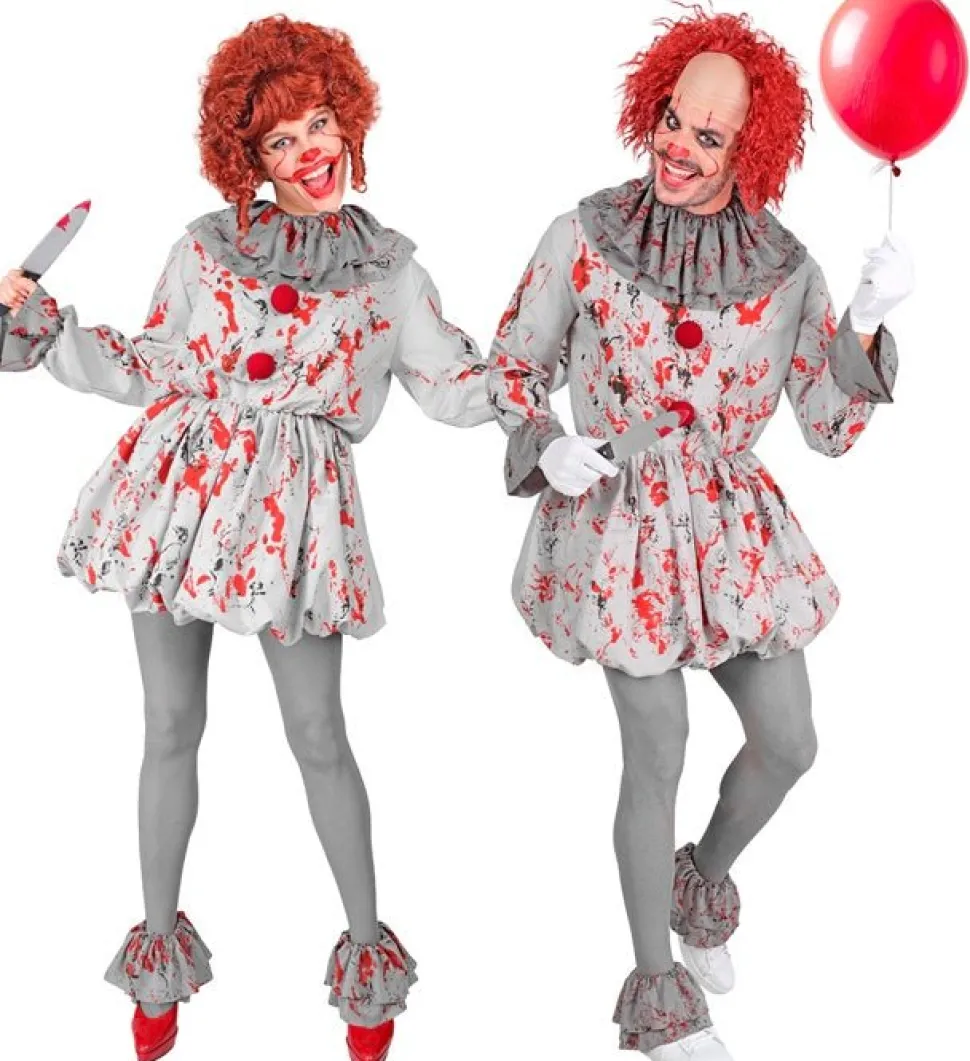 Clown Kostuum Grijs Rood