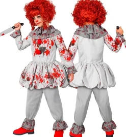Clown Kostuum Grijs Rood Kind