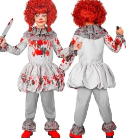 Clown Kostuum Grijs Rood Kind