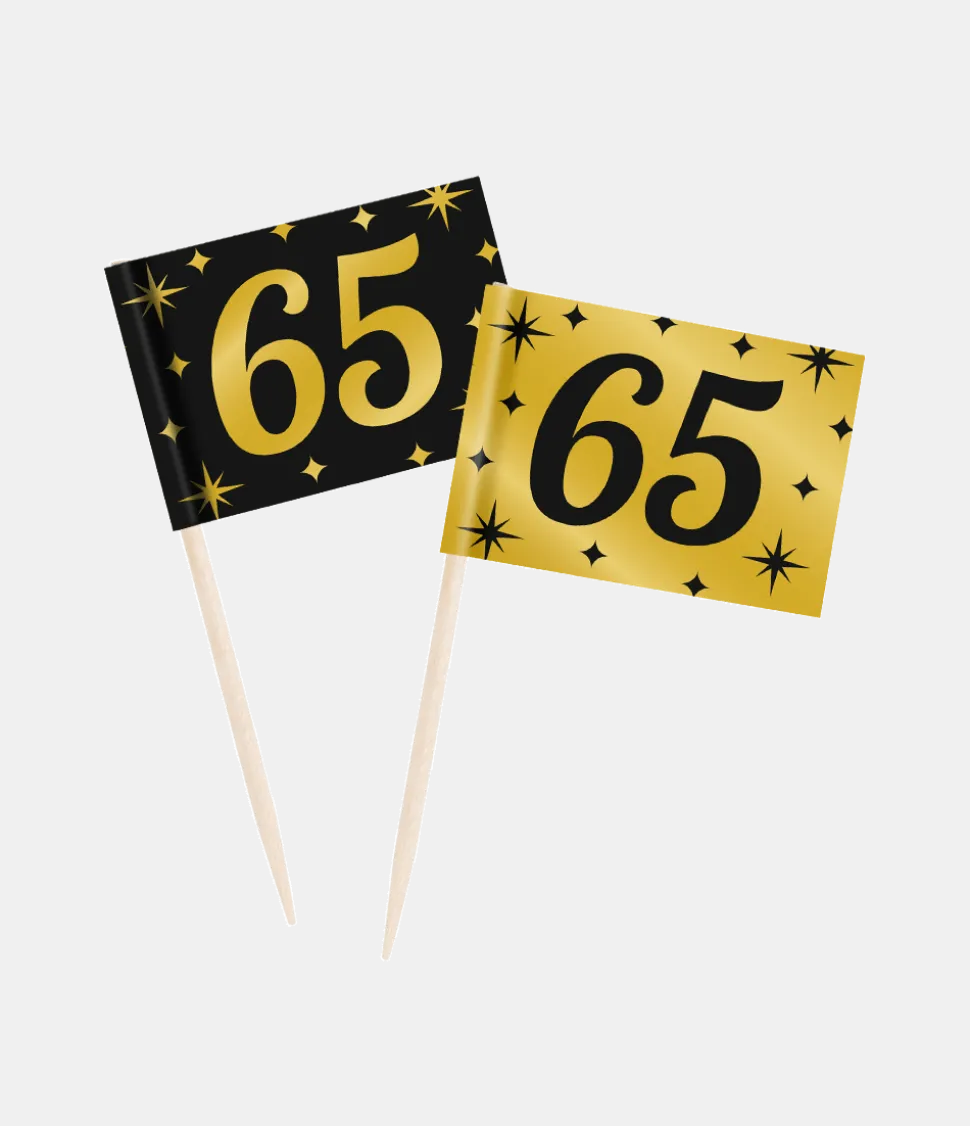 Cocktailprikkers 65 Jaar 6,5cm 50st