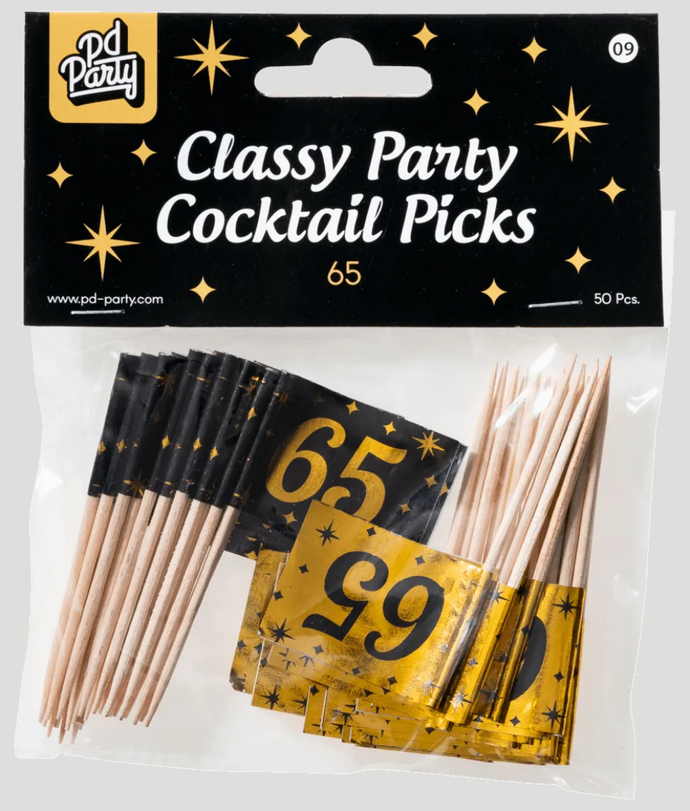Cocktailprikkers 65 Jaar 6,5cm 50st