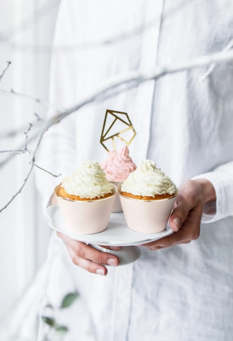 Cupcake Vormpjes Lichtroze Pastel 7,6cm 6st