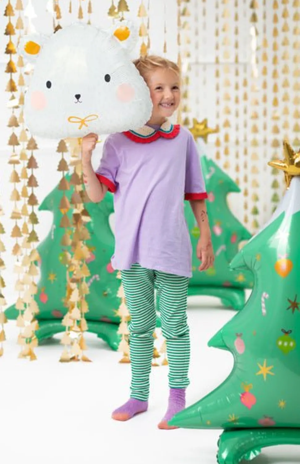 Deurgordijn Kerstbomen Goud 2,45m