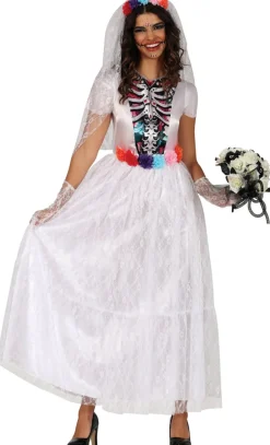 Dia De Los Muertos Jurk Wit Dames Bruid