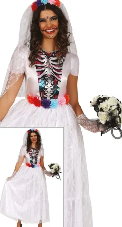 Dia De Los Muertos Jurk Wit Dames Bruid