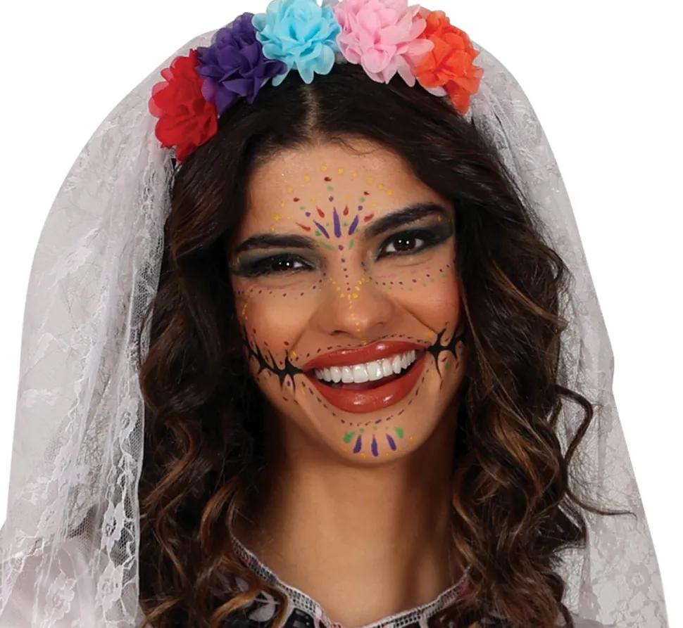 Dia De Los Muertos Jurk Wit Dames Bruid