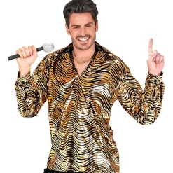 Disco 70S Shirt Goud Heren Tijgerprint