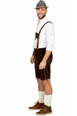 Donkerbruine Lederhose Heren Kort