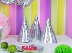 Feesthoedjes Holografisch Glitter 16cm 20st