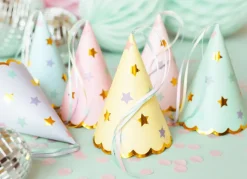 Feesthoedjes Sterren Meerkleurig 14,5cm 6st