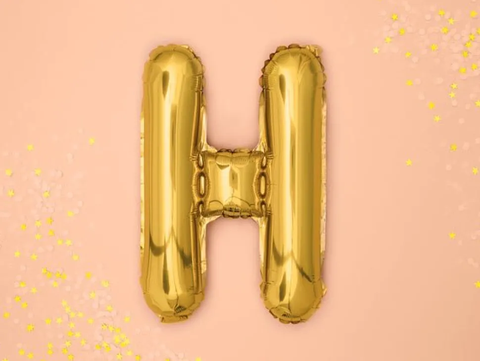Folie Ballon Letter H Goud Leeg 35cm