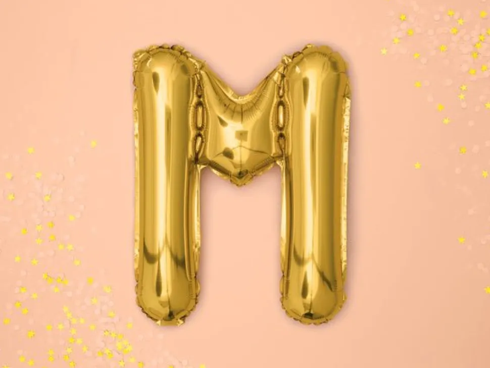 Folie Ballon Letter M Goud Leeg 35cm