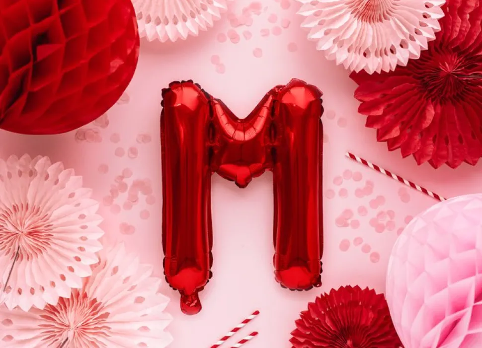Folie Ballon Letter M Rood Leeg 35cm