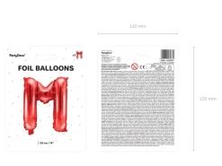 Folie Ballon Letter M Rood Leeg 35cm