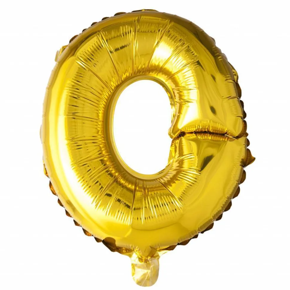 Folie Ballon Letter O Goud 41cm met Rietje