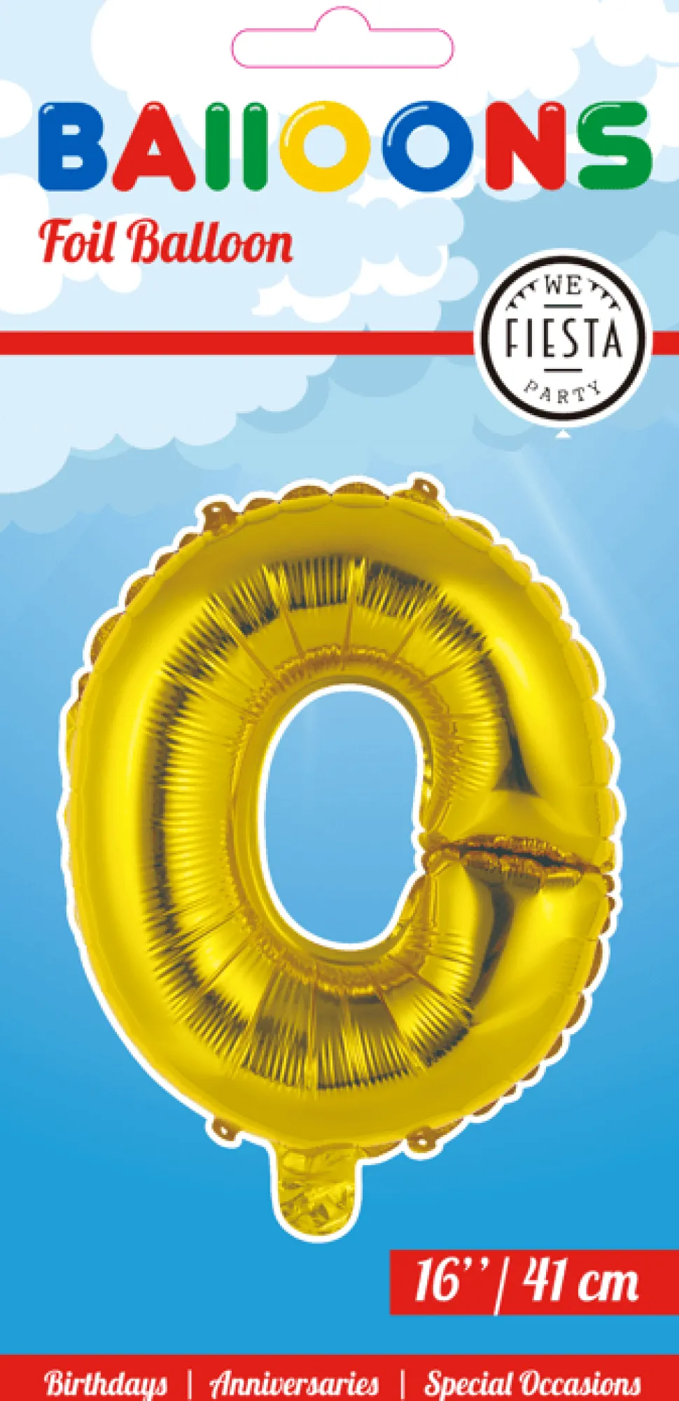 Folie Ballon Letter O Goud 41cm met Rietje