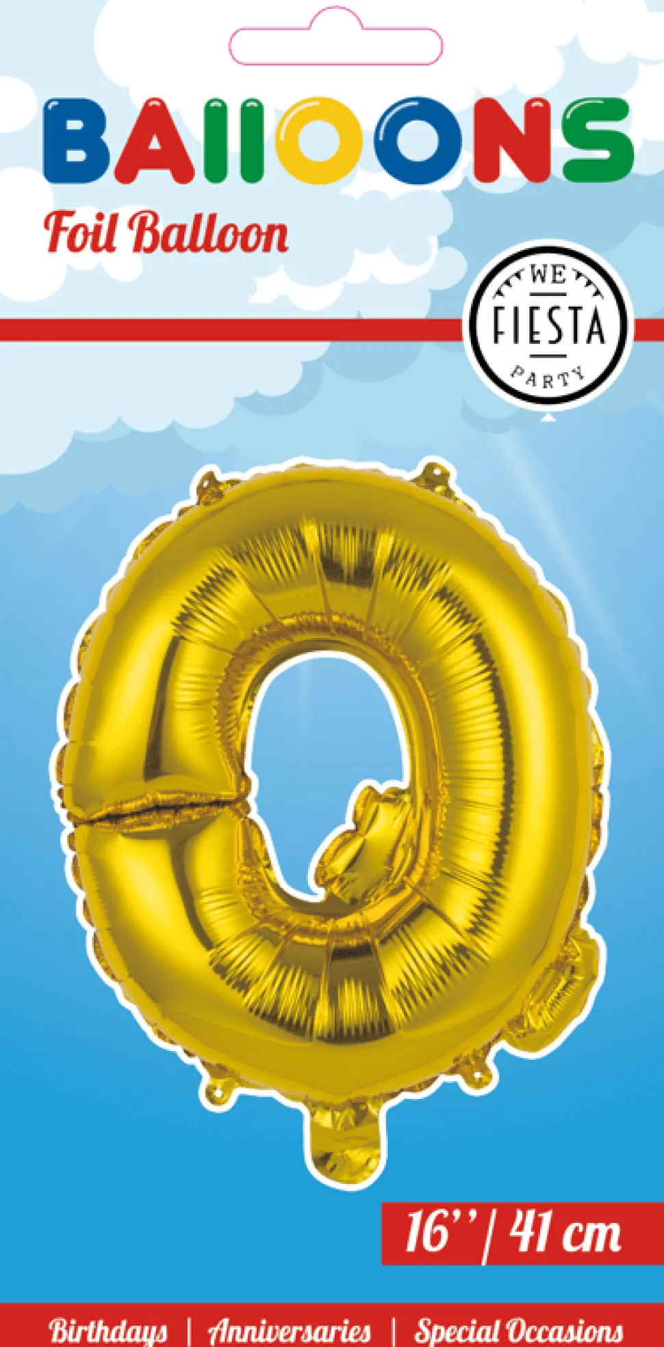 Folie Ballon Letter Q Goud 41cm met Rietje
